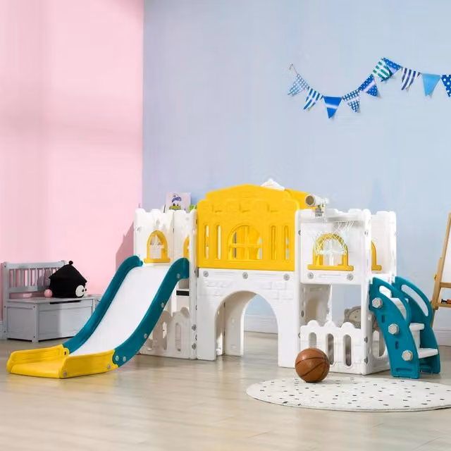 Chilli 7-in-1 Toddler Slide in White and Multicolour