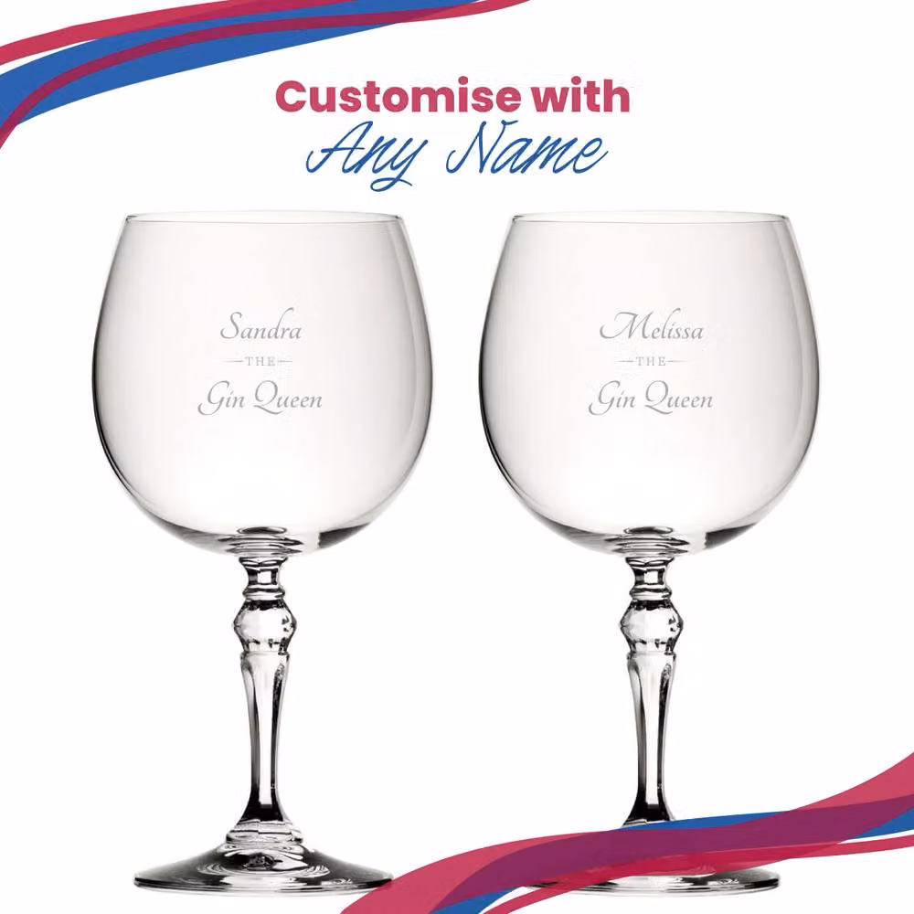 Uniqueful Personalised Gin Queen Crystal Gin and Tonic Cocktail Glass in Clear – 3