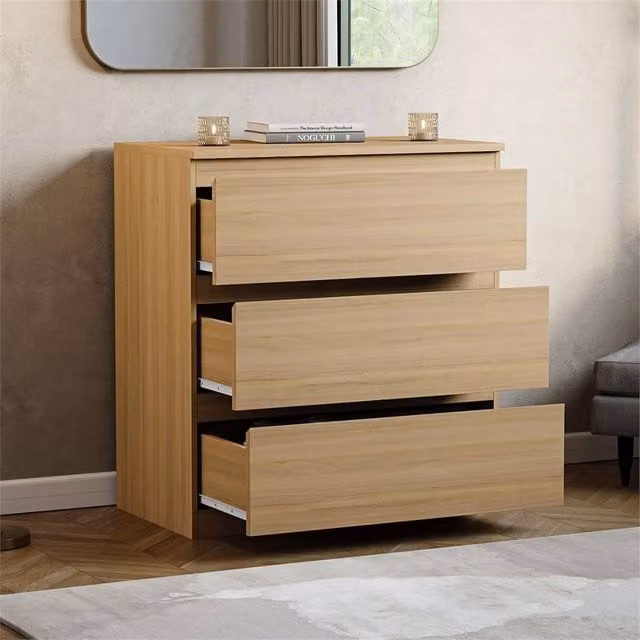 FORGEVIO Modern 3 Drawer Pine Bedside Chest in Natural – 1