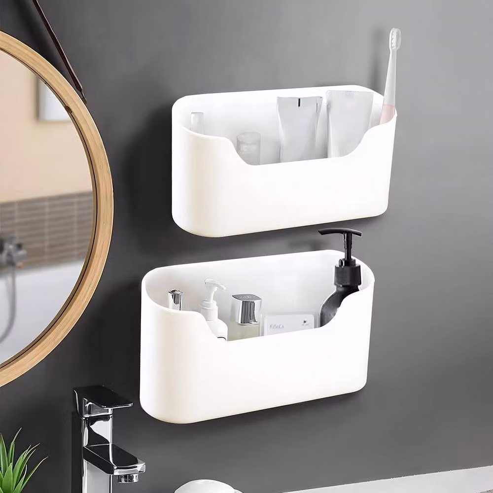 Kelvenix Set of 2 White Wall-Mounted Plastic Kitchen Storage Boxes – 5