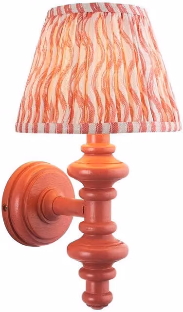 Netlighting Carnaby Pink Wall Light with Fabric Ripple Shade and Gold/Brass Details, Diameter: 20 cm, B22 – 1