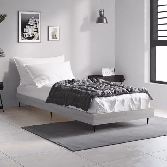 Berkfield Home Small Single Bed Frame in Grey Sonoma, Engineered Wood, W/D/H: 75 x 190 cm – 1