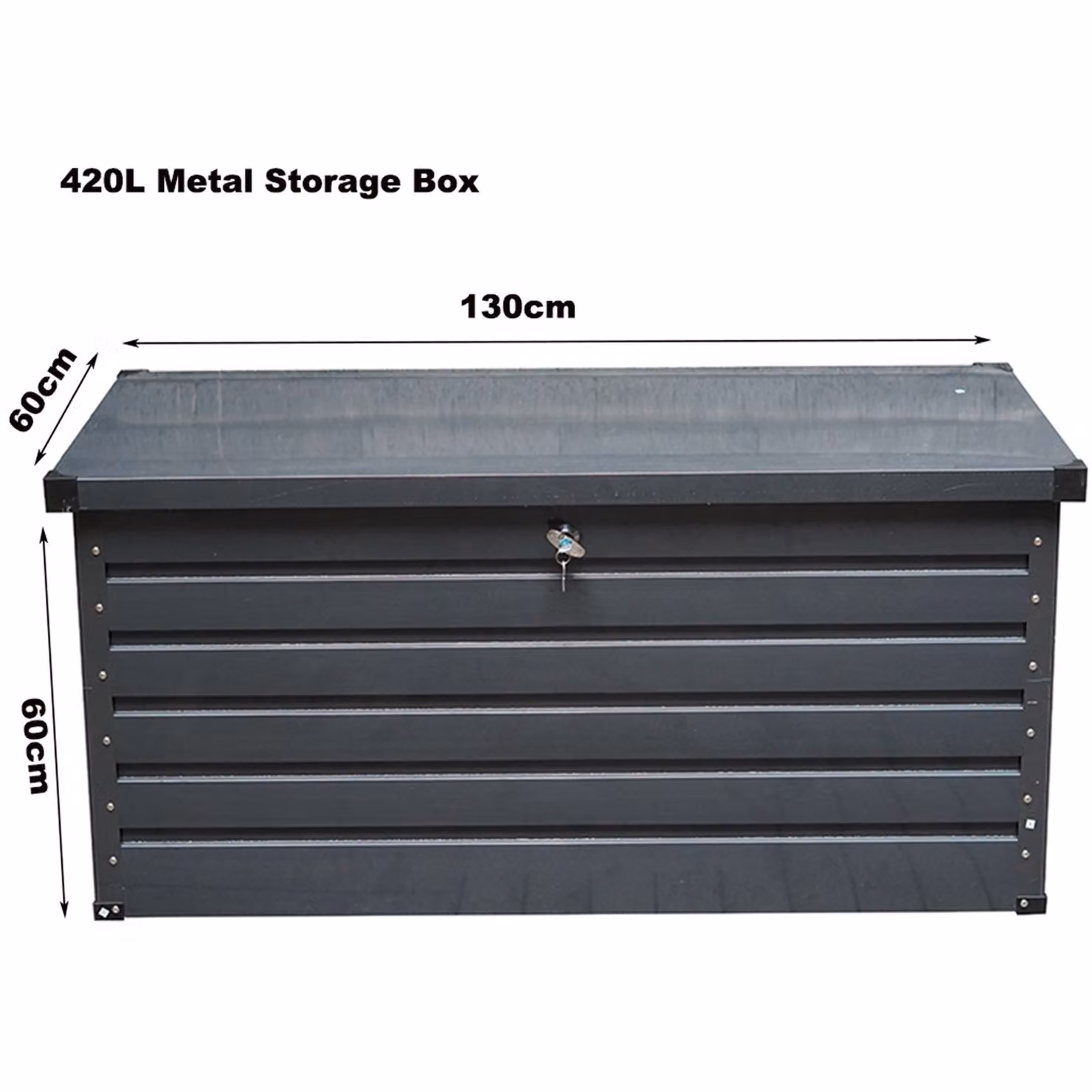 Gr8 Garden Metal 420L Outdoor Garden Storage Box and Cushion Chest in Matt Anthracite Grey, W/D/H: 130 x 60 x 60 cm – 2