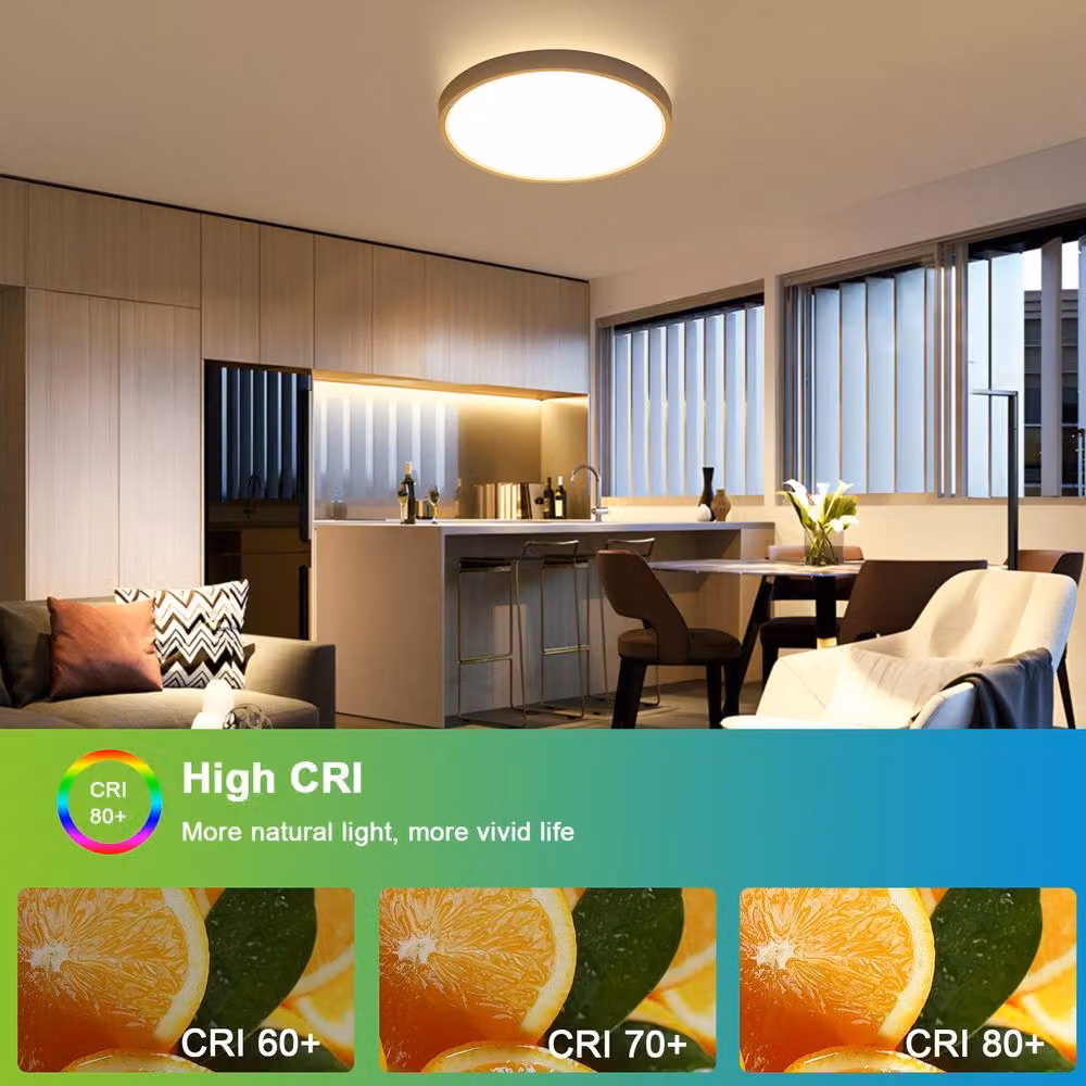 Goeco Round LED Ceiling Light in White, 36W, 3000K Warm White, IP54 Rated for Bathrooms, Diameter: 40 cm – 3
