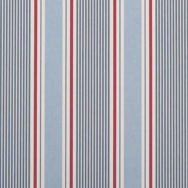 Clarke & Clarke Sail Stripe Nautical Cotton Fabric in Blue, Red and Multicolour