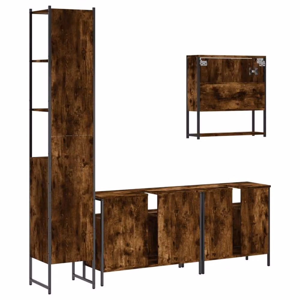 Berkfield Home 4 Piece Industrial Bathroom Furniture Set in Smoked Oak Brown – 2