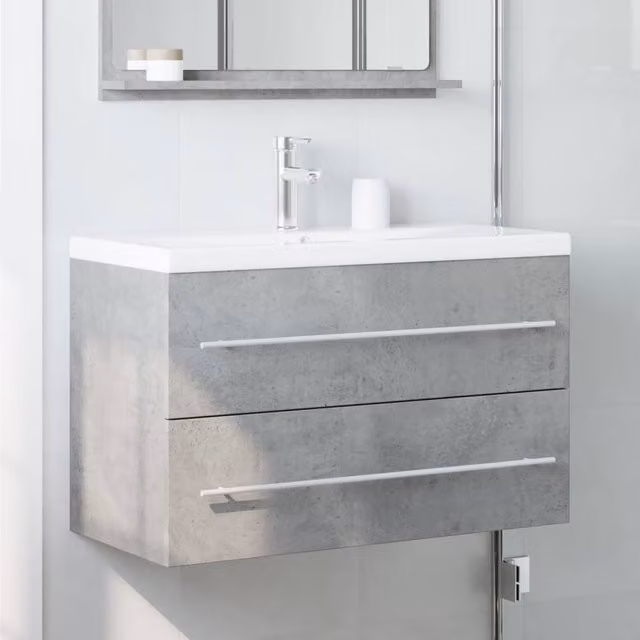 Berkfield Home Artisan Oak Sink Cabinet in Light Grey, W/D/H: 80 x 38.5 x 48 cm