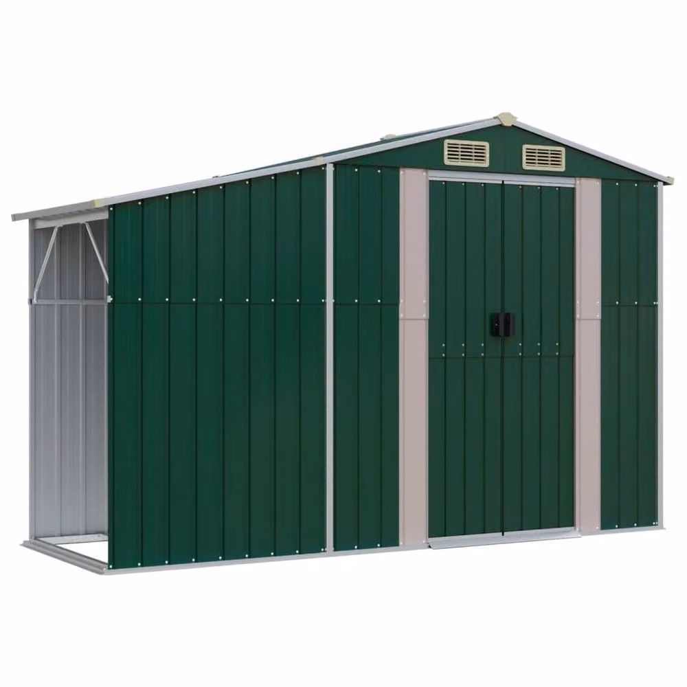 Berkfield Home Green Galvanised Steel Garden Shed W/D/H: 277 x 93 x 179 cm – 3