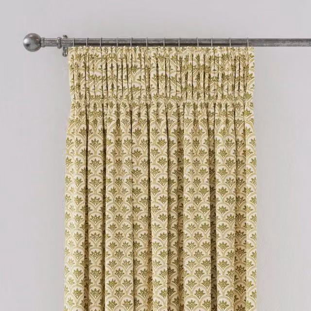 Land & Shore Dawn Lined Graphic Curtains, Ochre and Multicolour, W: 137.16 cm, H: 228.6 cm
