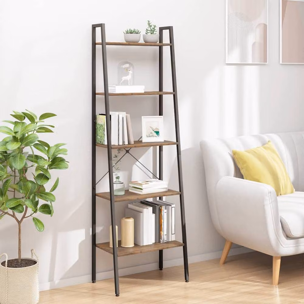 Berkfield Home Practical 5-Tier Standing Shelf, Dark Brown and Black, W/D/H: 56 x 35 x 174 cm – 1