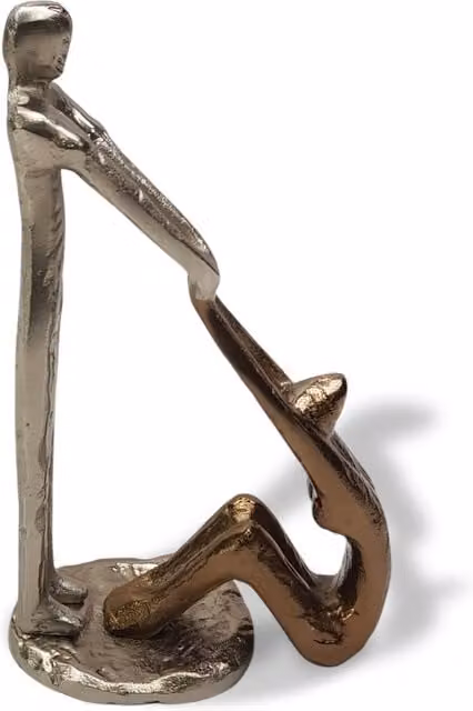 North Interiors UnityLift Modern Metal Tabletop Sculpture in Gold and Silver