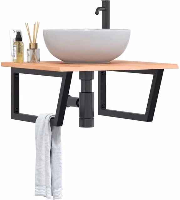 Berkfield Home Wall Mounted Basin Shelf in Brown Oak and Steel