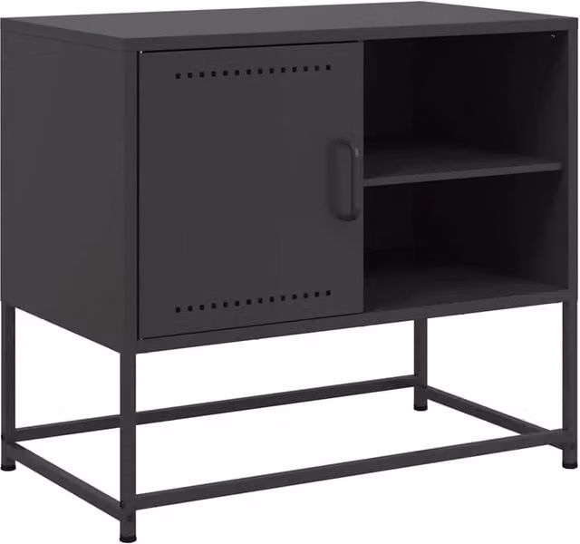Berkfield Home Industrial Metal TV Cabinet in Black, W: 68 cm, D: 39 cm, H: 60.5 cm – 1