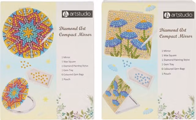 Art Studio Diamond Art Compact Mirror Kit in Multicolour for Adults