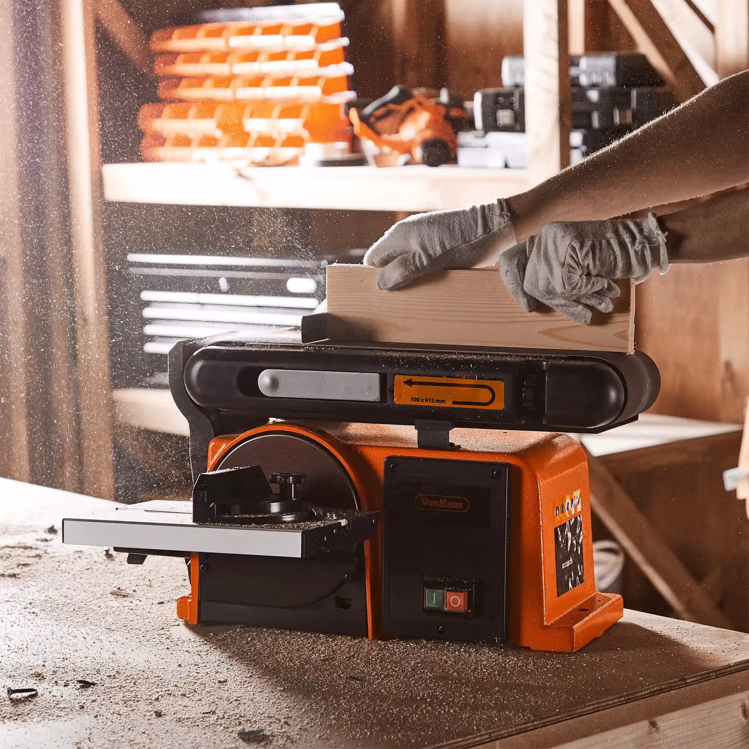 VonHaus Benchtop Belt and Disc Sander in Orange – 4