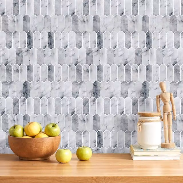 Lifeideas 10-Piece Self-Adhesive Geometric Arch Wall Tile Stickers in Grey