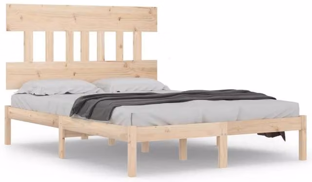 Berkfield Home Solid Wood Pine Bed Frame in Natural, W/D/H: 160 x 200 cm – 1