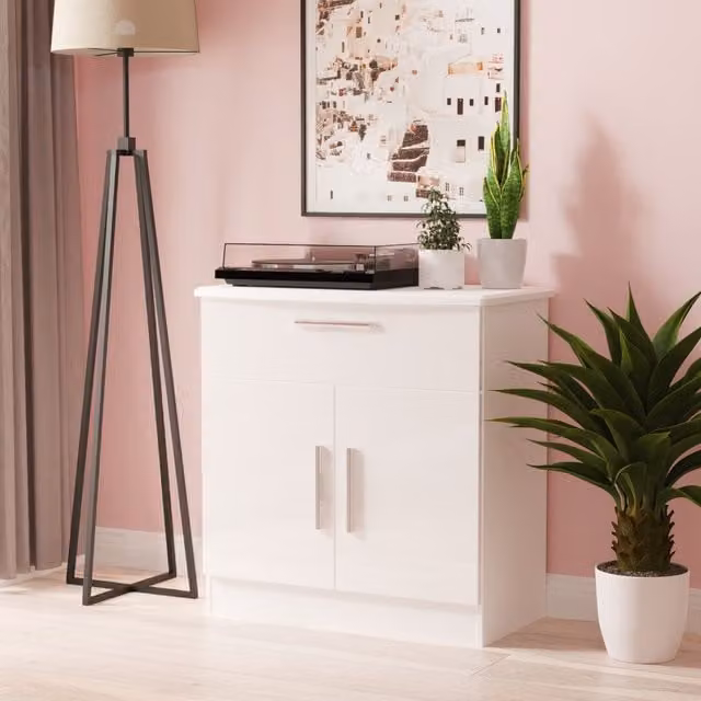 Knightsbridge Modern 1 Drawer Sideboard in White Gloss
