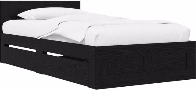 Berkfield Home Bed Frame with Headboard in Black Oak, W: 80 cm, L: 200 cm, Engineered Wood – 1