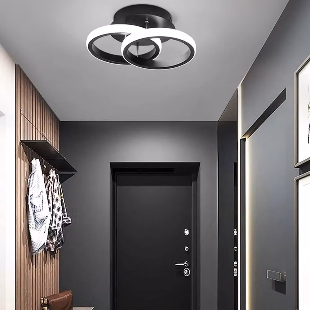 COMELY Modern LED Ring Ceiling Light in Black with 6500K Cool White Light – 4