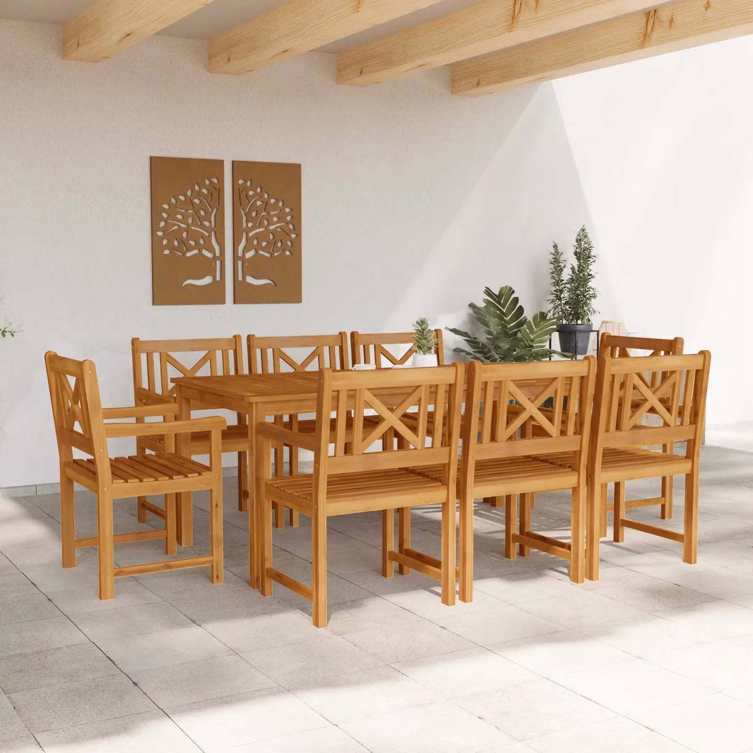 Berkfield Home Set of 2 Brown Solid Wood Acacia Garden Chairs, W/D/H: 56 x 56 x 90 cm – 3
