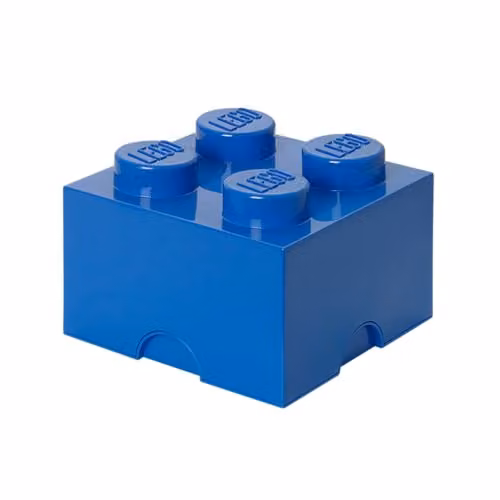 LEGO Storage Brick 4 Knobs Blue Stackable Plastic Storage Box with Lid, 5.6 l Capacity