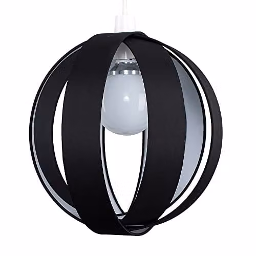 MiniSun Modern Black Fabric Cocoon Globe Style Ceiling Light Shade, Shade Width: 29 cm