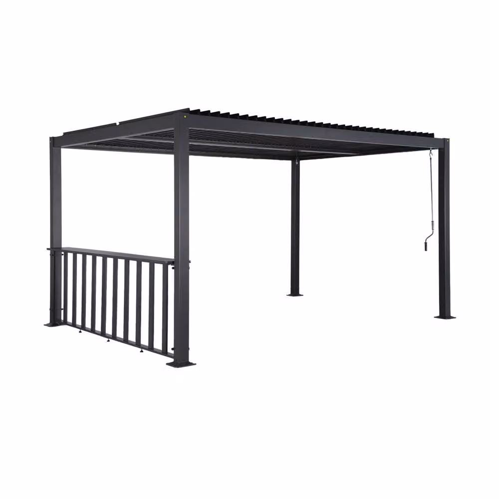 Sweekeek Louvered Pergola with Narrow Counter in Dark Grey, W: 400 cm, D: 300 cm, H: 231 cm – 2