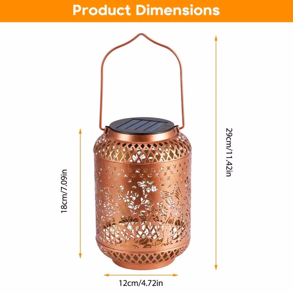 EONLION Moroccan Style LED Solar Hanging Lantern in Gold for Garden and Terrace, Height: 100 cm – 2
