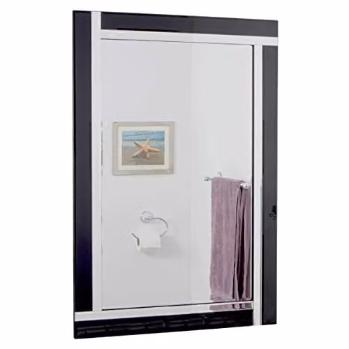 MirrorOutlet Antique Rectangular Glass Wall Mirror in Silver or Black, W: 68 cm, H: 58 cm – 1
