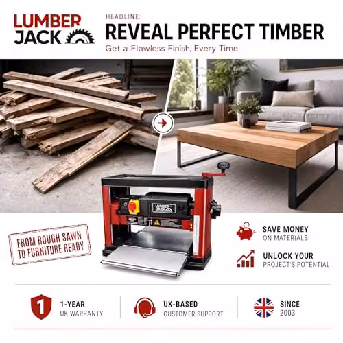 Lumberjack Portable Bench Top Planer Thicknesser, 330mm, Red – 6