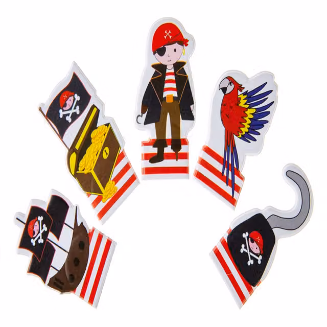 LG-Imports Pack of 12 Creative Pirate Finger Puppet Toys in White and Multicolour