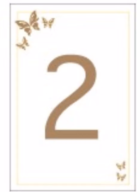 KDMD Butterfly Table Numbers 72 Paper Cards in Brown, Beige and White