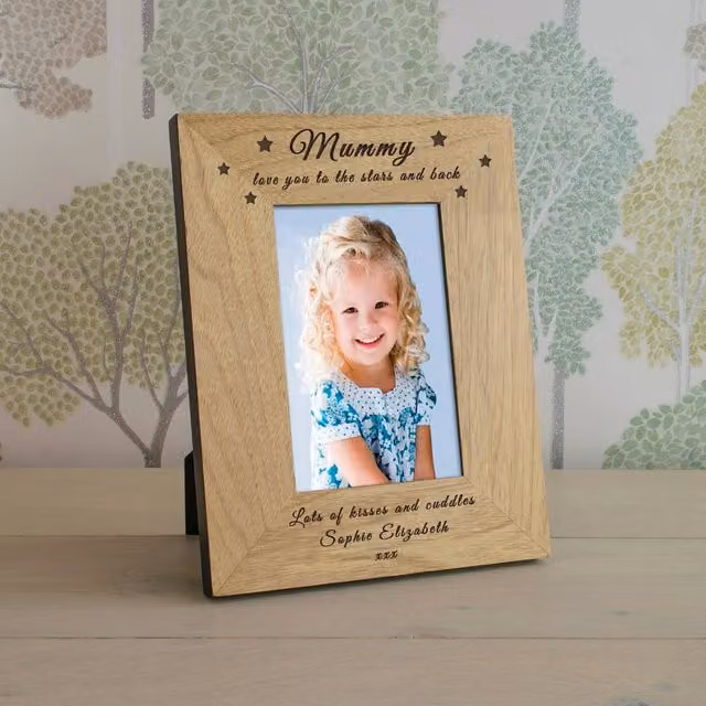 Uniqueful Personalised Love You to the Stars and Back Wood Picture Frame, Brown, W/H: 15 x 10 cm