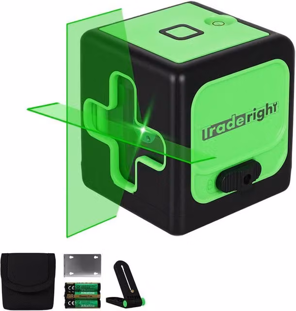 Traderight 360 Degree Green Laser Level Self Leveling IP54 Water Resistant Tool in Black