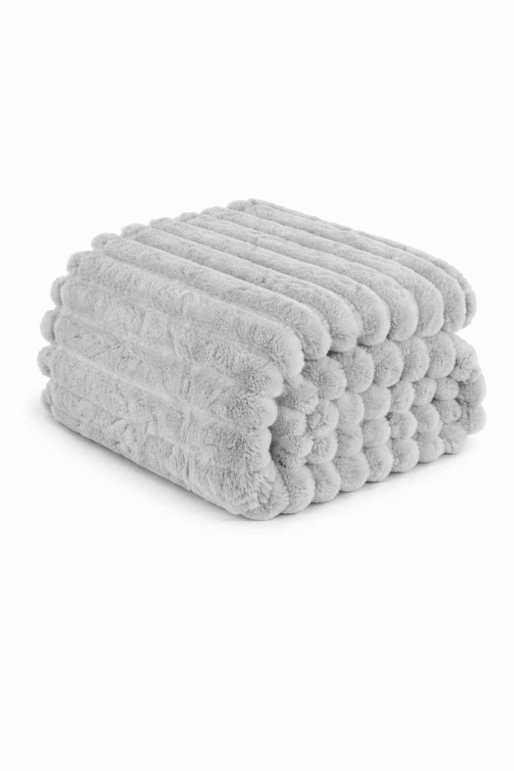 Dyzi Supersoft Ribbed Jacquard Fleece Throw Blanket in Grey, W/D/H: 150 x 200 cm – 2