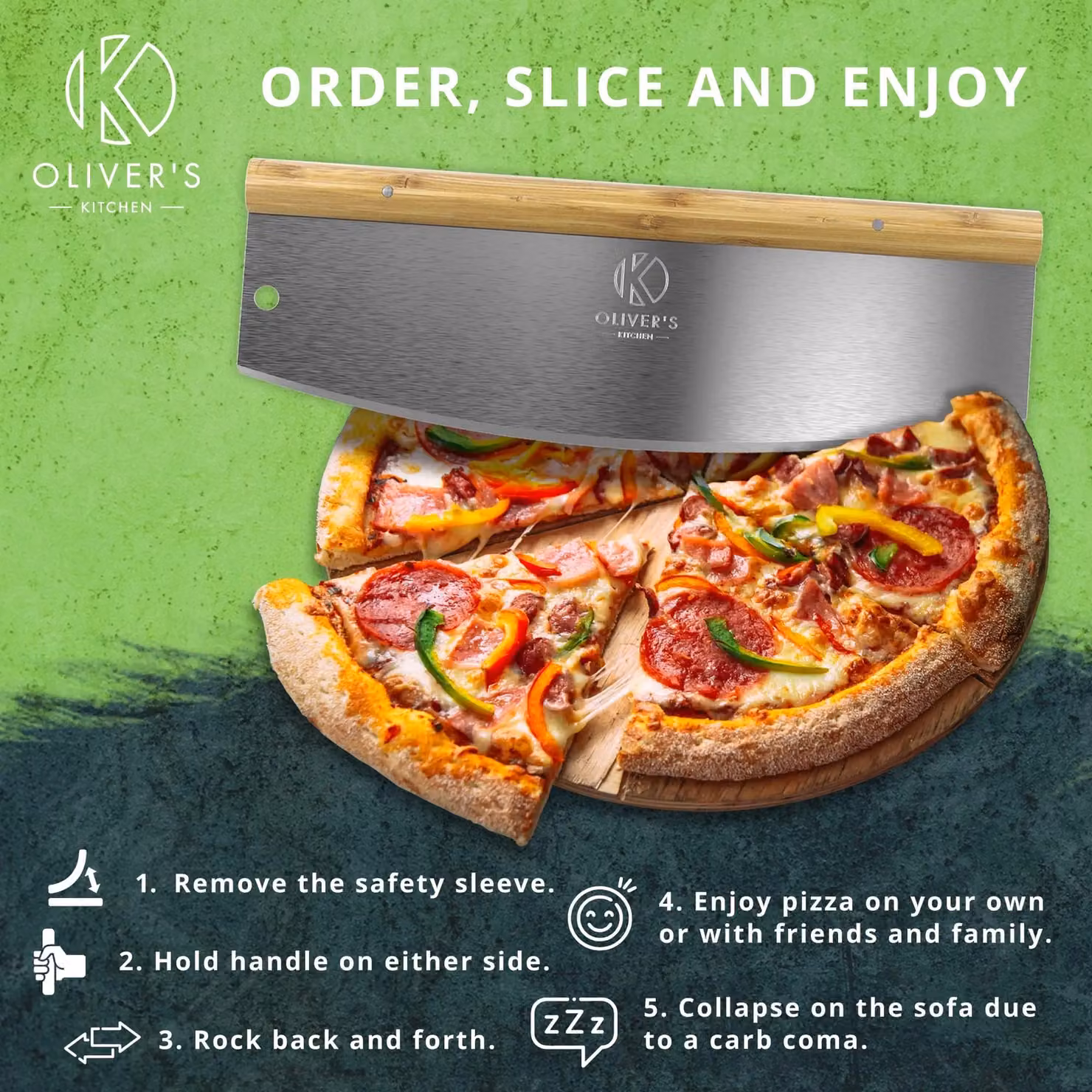 Oliver's Kitchen Pizza Rocker Cutter in Silver – 2