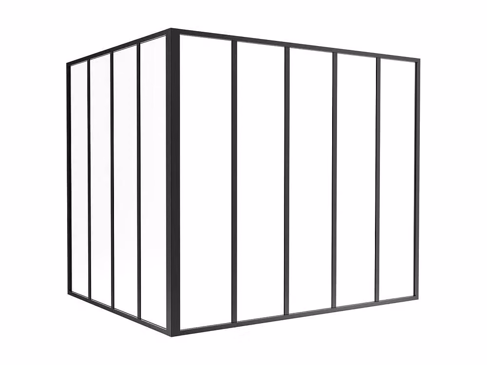 Vente-unique Corner Studio Glass Panelling in Powder-Coated Aluminium, Black, W: 120 cm, D: 130 cm, H: 150 cm – 2