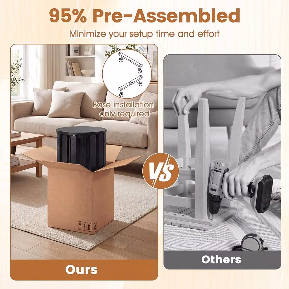 Costway Set of 4 Stackable Wooden Nesting Dining Stools with Rolling Base in Black – 7