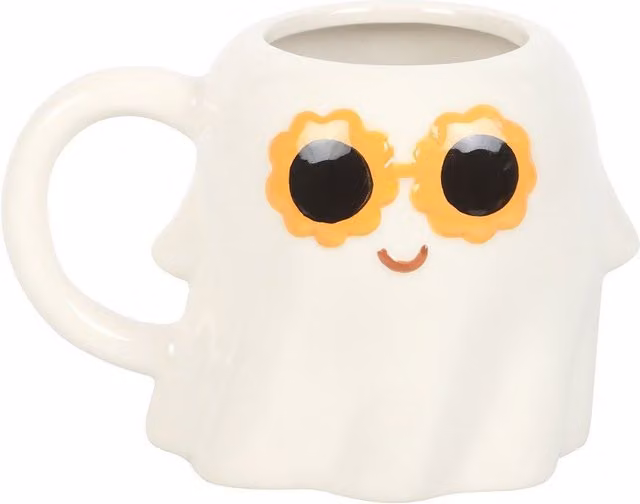 Something Different Groovy Ghost White Ceramic Mug, 500 ml