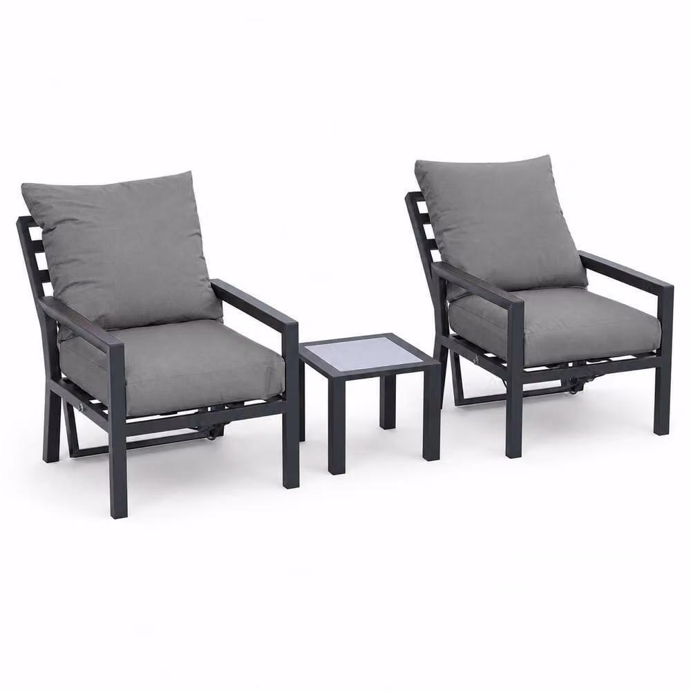Shatchi Monte Carlo 2 Seater Reclining Bistro Set with Cushions in Grey – 3