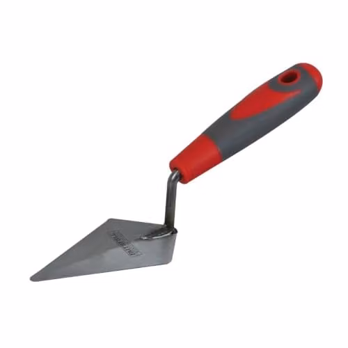 Faithfull Soft-Grip Steel Pointing Trowel in Silver, Red and Grey