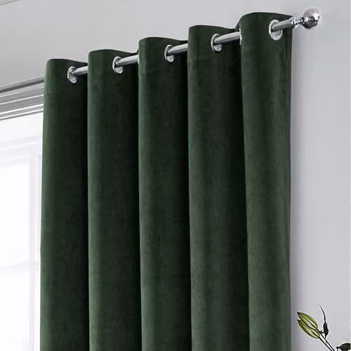 Enhanced Living Green Velvet Blackout Thermal Eyelet Curtains, W: 229 cm, D: 229 cm – 2
