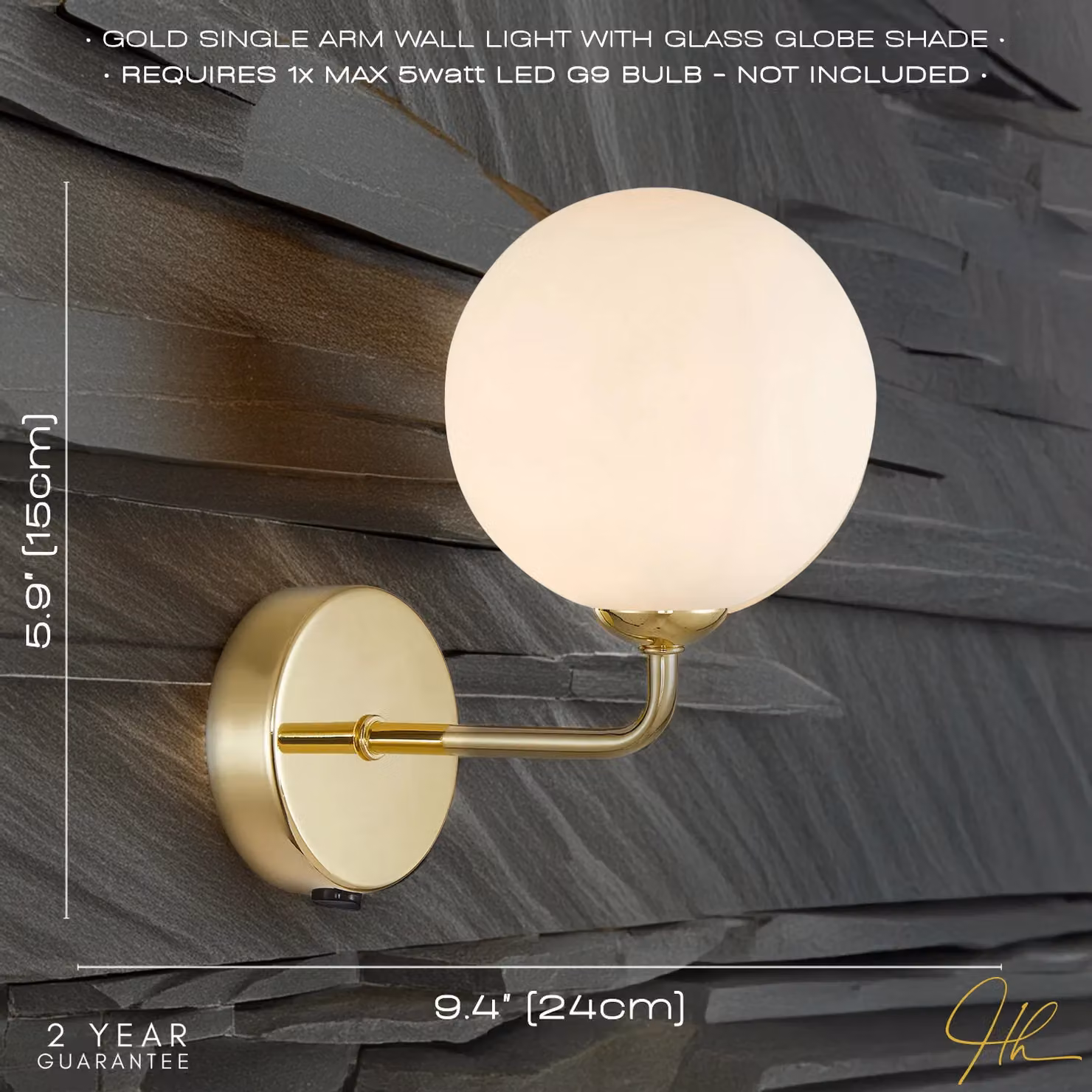 Happy Homewares Modern Gold Ceiling Light with White Glass Sphere Shades W/D/H: 22 x 22 x 44 cm – 3