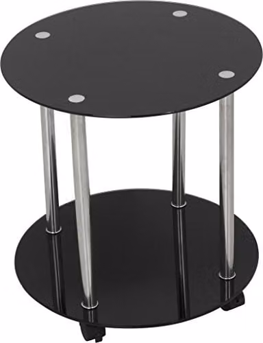 AVF T62 Living Room Occasional Table with 2 Shelves, Black Glass and Chrome Legs – 1