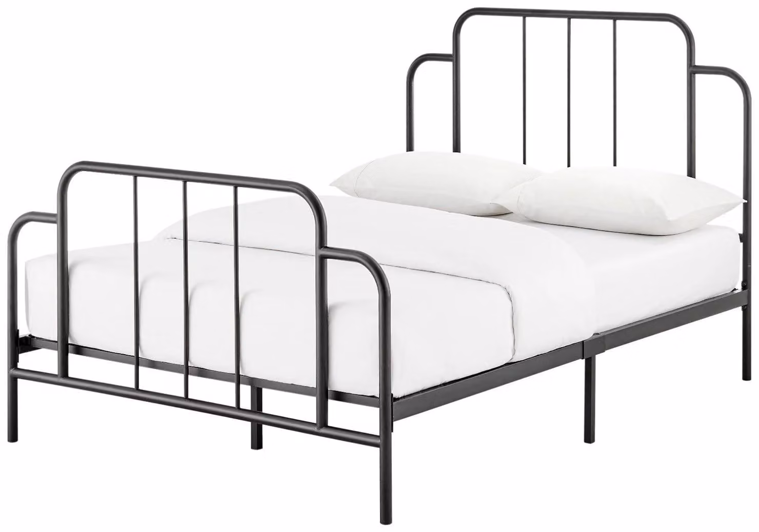 Jacques Kingsize Metal Bed Frame in Black Industrial Style, W/D/H: 180 x 200 cm