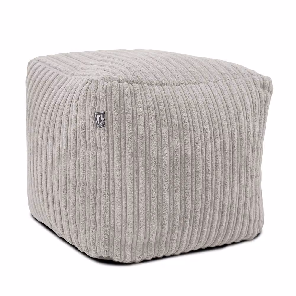 rucomfy Indoor Jumbo Cord Bean Bag Footstool Cube Pouffe in Light Grey – 2