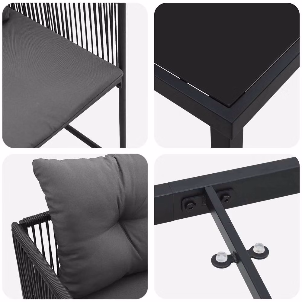 Berkfield 5 Piece Garden Dining Set in Black and Anthracite, W/D/H: 140 x 80 x 73 cm – 3