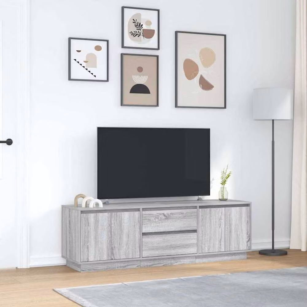 Berkfield Home Modern TV Cabinet with LED Lights in Grey Sonoma, W: 160.5 cm, D: 41 cm, H: 50 cm – 3