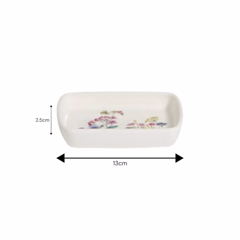 Showerdrape Meadow Wild Flowers Floral Ceramic Bathroom Accessory Set with Soap Dish and Tumbler in White – 2